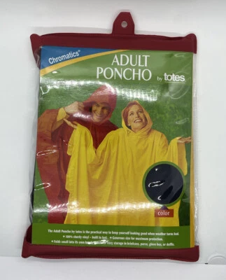 Vintage NOS Chromatic by Totes Blue Rain Poncho Adult One Size NIP 1993 Retro - Image 1 of 4