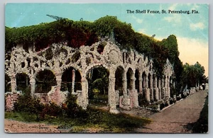 Cartolina La Recinzione Conchiglia San Pietroburgo Florida FL c: 1913 - Foto 1 di 2
