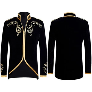 Men Embroidered Tuxedo Jacket Suits Blazer Party Coat Tops Showman Costume Retro - Picture 1 of 10