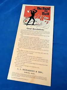 C1890 A.L. Richardson BEKLEIDUNGSHERSTELLER Mailer, Vorschlag ""The ROAD to HELL"" Woburn, MA - Bild 1 von 6