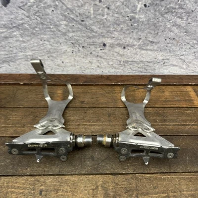 Vintage Shimano Dura-Ace PD-7400 Quill Pedals 9/16 Japan Toe Clips Pair Road - Image 1 of 4