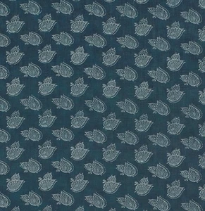 SOANE BRITAIN FABRIC 'BURDUR LEAF  - INDIGO' 2.3 METRES (250cm) - LINEN - Picture 1 of 6