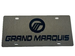 Mercury Grand Marquis emblem tag stainless steel vanity license plate black logo - Picture 1 of 2