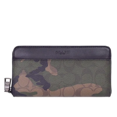 Coach Long Wallet F87189 Mahogany x Dark Green Camouflage MGQ Signature Men 188 - Image 1 of 4