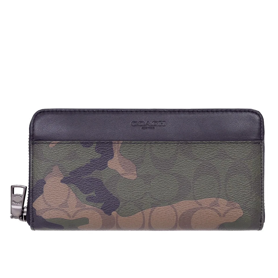 Coach Long Wallet F87189 Mahogany x Dark Green Camouflage MGQ Signature Men 188 - Image 1 of 4