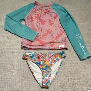 Nautica & Kobie Rash Guard and Swim bottom Kids 16 Swim Set - Pink and Blue - Picture 1 of 6
