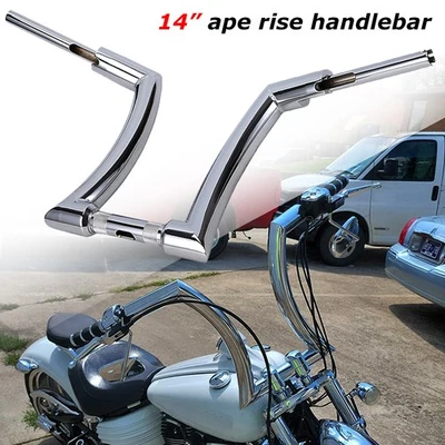 DNA 14'' Ape Hangers 2" Fat Bar DNA Monster Handlebar For Harley Road King Glide Foto 1 de 4