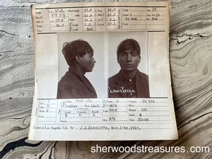 Foto criminal del departamento de policía de Los Ángeles trabajador mexicano adolescente tiro con taza 1910 - Imagen 1 de 4