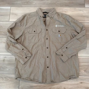 Carhartt Herren Relaxed Fit Khaki Baumwolle Langarm Button Down Arbeitshemd L - Bild 1 von 6