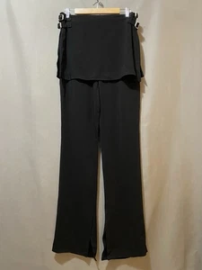 NWOT ZARA Women Side Zip Elastic Waist High-Rise Buckle Skirt Pants Size L Black - Picture 1 of 14