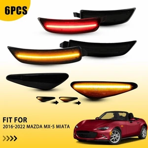 6X DARK SMOKE Amber Red F+R LED Side Marker Light Lamp For Mazda MX5 Miata/RX8 H - Picture 1 of 15