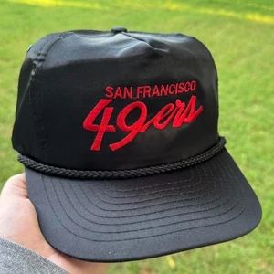 Vintage 1990s San Francisco 49ers Satin Cursive Script Strapback Hat - Picture 1 of 7