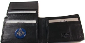 PORTAFOGLIO MASSONICO EPOSSIDICO LOGO A CUPOLA RFID PELLE LISCIA BIFOLD IMBALLATO - Foto 1 di 6
