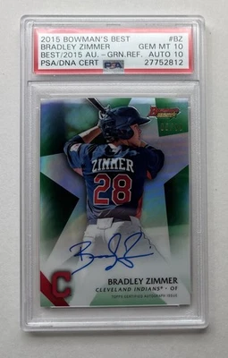 Bowman’s Best #BZ Bradley Zimmer 2015 refractor verde radiocontrol automático PSA 10 Foto 1 de 2