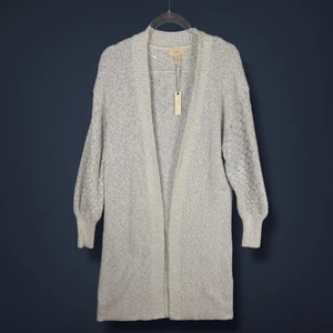 Cupio Blush Cardigan Sweater Womens M Gray Duster Open Front Balloon Sleeves - Picture 1 of 8
