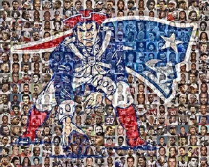 New England Patriots Fan Geschenk Mosaik Wandbild 100+ NFL Greats Football Collage - Bild 1 von 11