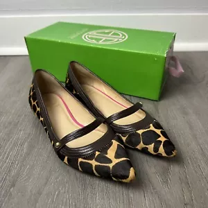 Lilly Pulitzer Damen 7M Ballerinas Spitze gut aufgenommen Giraffenmuster Kalbshaar mit Karton - Bild 1 von 12
