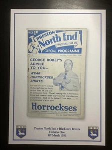 1935-36 Preston North End v Blackburn Rovers Division 1 Programme PRINT - Picture 1 of 1