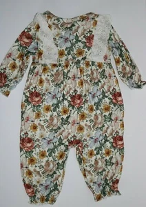 Pagliaccetto tutina tutina pizzo fiori bambina 6-9 m manica lunga body vestiti 1pz - Foto 1 di 12