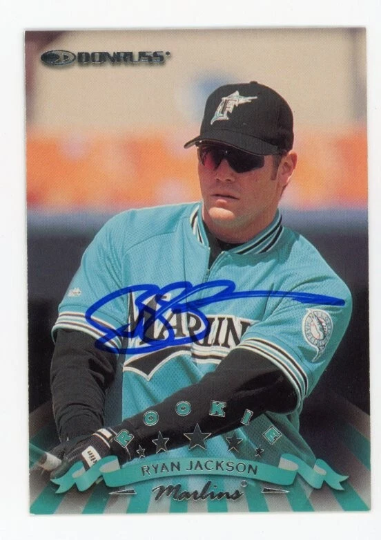 SIGNED BASEBALL CARD AUTO FLORIDA MARLINS RYAN JACKSON 1998 DONRUSS #194 - Image 1 of 1