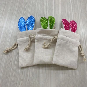 Easter Candy Bag Drawstring Storing Easter Rabbit Ear Gift Pouch Lightweight - Picture 1 of 9