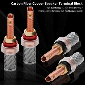 4 STCK. Kohlefaser Polklemmen Audio Lautsprecher Stecker Reines Kupfer Terminal Zum Selbermachen - Bild 1 von 12