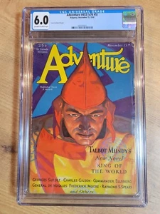 Revista Adventure Pulp noviembre 1930 CGC 6,0 páginas blanco y negro cubierta de hombre con capucha - Imagen 1 de 3