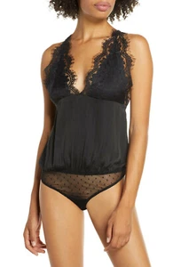 New Free People Women Melrose Bodysuit, Black, X-Small - Picture 1 of 4