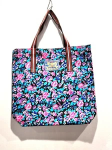 14" Cotton Eco Shopping Tote Grocery Shoulder Hand Bag Pink Blue Flower KB1-250 - Picture 1 of 2