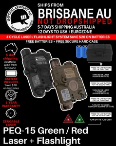 Tactical PEQ-15 Red / Green Laser White Light LED Flashlight Airsoft BLK BROWN - Picture 1 of 7