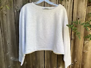 Athleta cropped raw edge gray crew neck sweatshirt - Picture 1 of 5