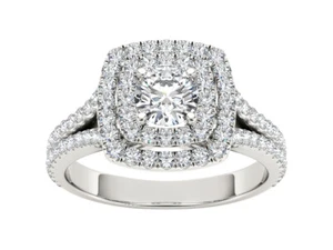 10k White Gold Round Cut 0.18 Ct Diamond Interlocking Engagement Ring Size 9 - Picture 1 of 5
