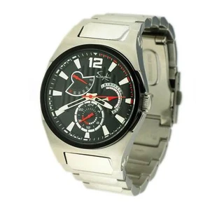 Black Silver Mens Watch with Date Dial RRP £199 UK Sale - Picture 1 of 2