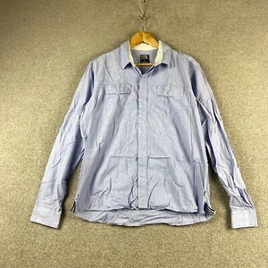 Rusty Shirt Men's Large Blue Cotton Regular Fit Button Down Long Sleeve Pockets - Picture 1 of 7