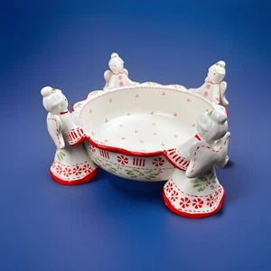 Temptations by Tara Angel Peppermint Christmas Holly Holiday Serving Bowl 1.5 qt - Picture 1 of 13