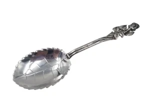 800 Silver Christoph Widmann Hildesheim Rose & Leaf Serving Spoon 7 1/2" 36 gms - Picture 1 of 10