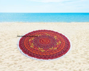 48" Round Multi Mandala Cotton Tapestry Hippie Beach Roundie Picnic Sheet - Picture 1 of 6