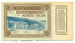 OLD AUSTRIA EMERGENCY PAPER MONEY - HELLER HINTERBRUHL 80 brown - Imagen 1 de 1