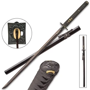 40" Fire Damascus Full Tang Samurai Katana Sword Japanese Ninja with Sheath - Picture 1 of 8