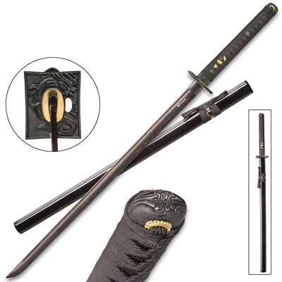 40" Fire Damascus Full Tang Samurai Katana Sword Japanese Ninja with Sheath - Image 1 of 4