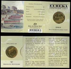 Australia Última Stockade Eureka 2004 150 aniversario $1 - B carpeta de monedas marca de ceca - Imagen 1 de 1
