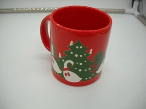 Vintage Waechtersbach West Germany Geese w Christmas Tree Red Coffee Mug Cup - Picture 1 of 8