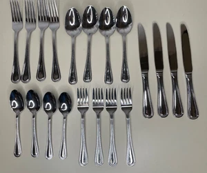 Mikasa Lot of 20 Stainless Service 4 Quinn Beaded Silverware 18/0 Forks Spoons - Picture 1 of 5