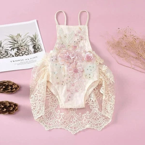 Toddler Baby Girl Sleeveless Floral Lace Romper Backless Dress Summer Bodysuit - Picture 1 of 8
