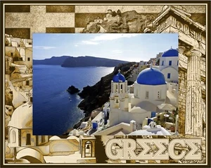Marco de imagen de madera grabado con láser de Grecia (4 x 6) - Imagen 1 de 2