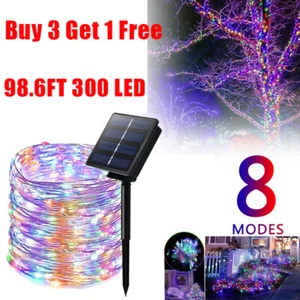 99ft Outdoor Solar String Lights LED Waterproof Copper Wire Xmas Garden Decor - Picture 1 of 8
