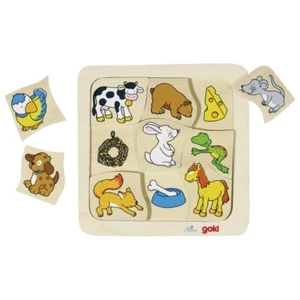 Goki Puzzle Who Eats What? 9 Pieces Wooden Puzzle 56880 - Picture 1 of 1
