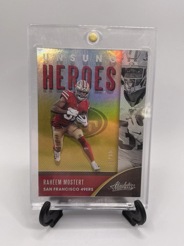 2020 Absolute Unsung Heroes Gold Parallel Raheem Mostert /10 San Francisco 49ers - Image 1 of 3