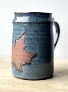 Hand Thrown Studio Pottery Mug Signed Maple Leaf Canada Cup Coffee Tea - Picture 1 of 11