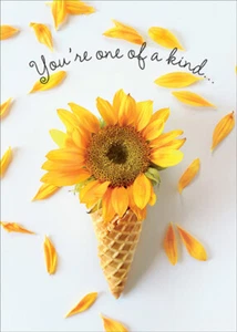 Sunflower Cone  One of a Kind Feminine Birthday Card for Her  Woman  Women - Picture 1 of 2